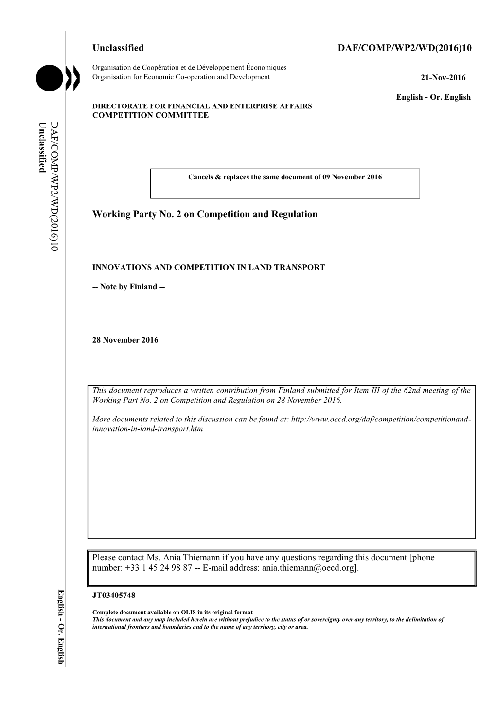 Unclassified DAF/COMP/WP2/WD(2016)10