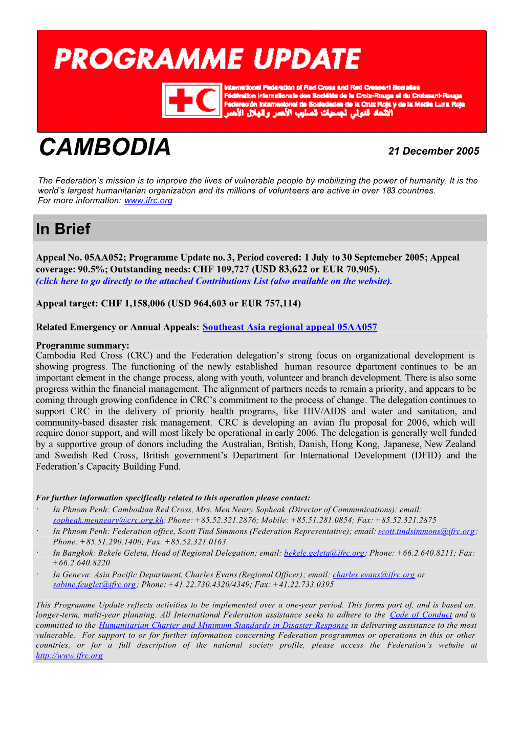 CAMBODIA 21 December 2005