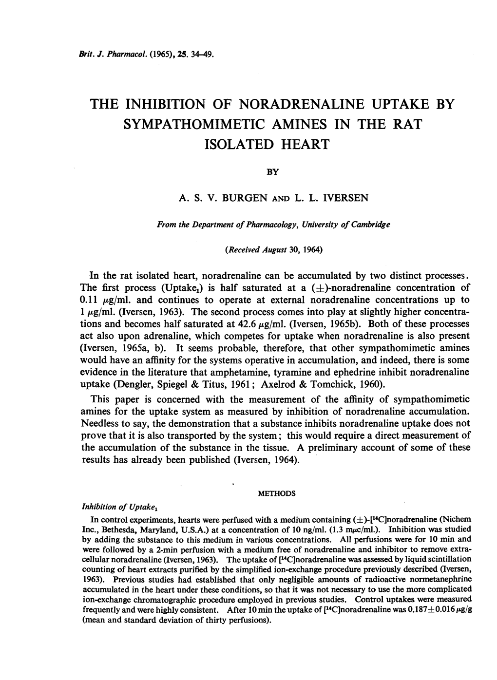 The Inhibition of Noradrenaline Uptake by Sympathomimetic Amines in the Rat Isolated Heart