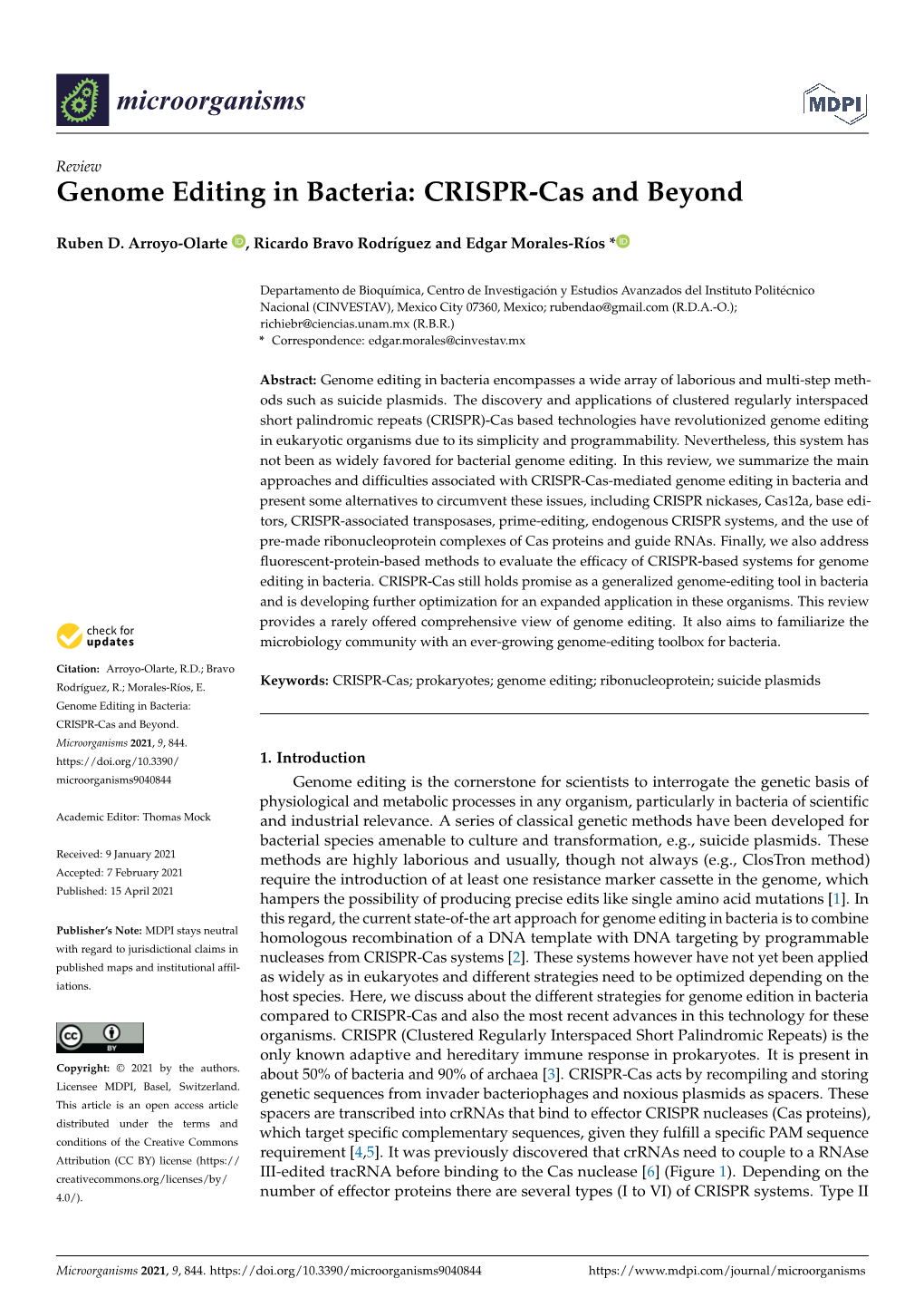 Genome Editing in Bacteria: CRISPR-Cas and Beyond