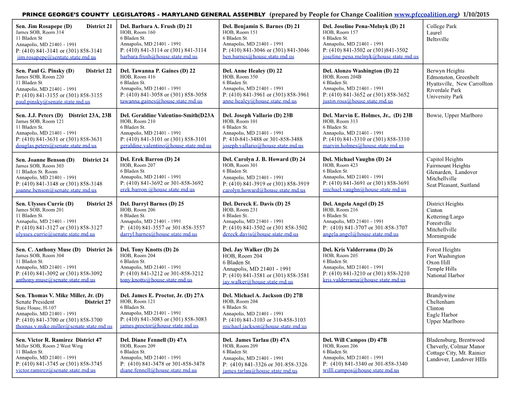 Legislator Table 2015