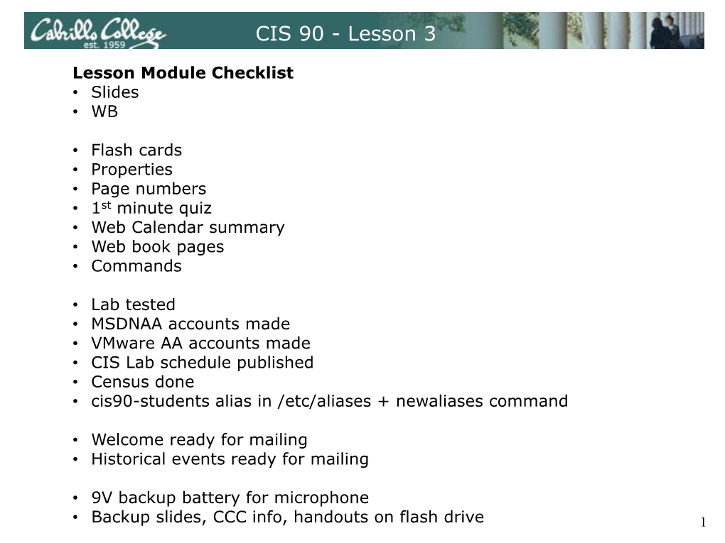 CIS 90 - Lesson 3