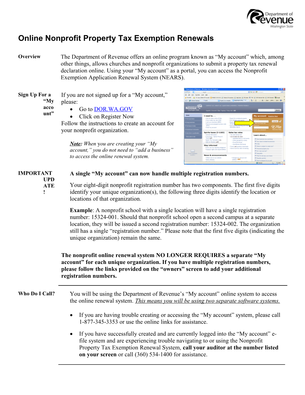 Online Nonprofit Property Tax Exemption Renewals