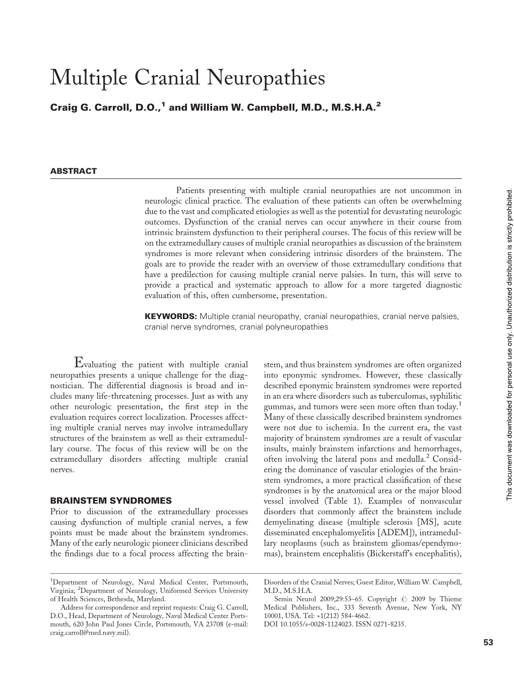 Multiple Cranial Neuropathies