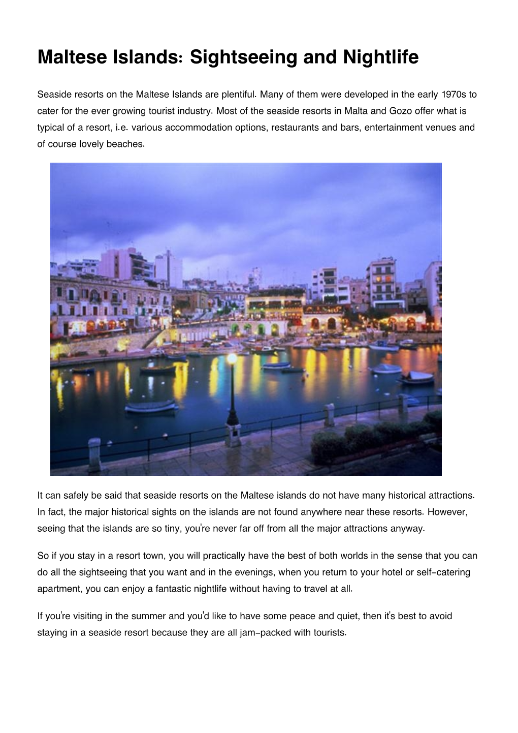 Maltese Islands: Sightseeing and Nightlife