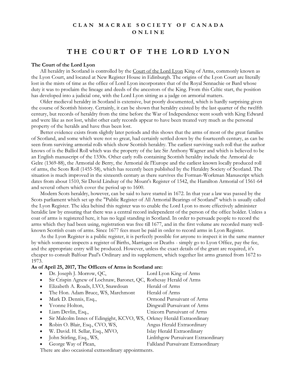 The Court of the Lord Lyon