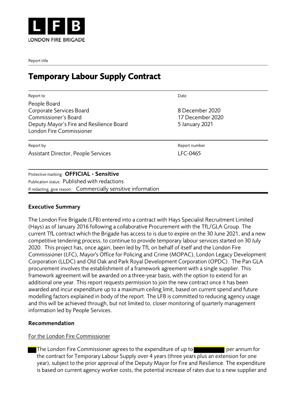 LFC-0465 Temporary Labour Supply Project