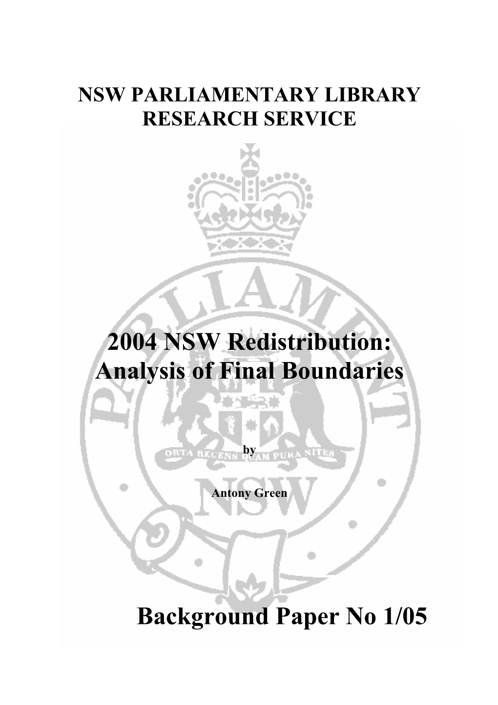 2004 NSW Redistribution