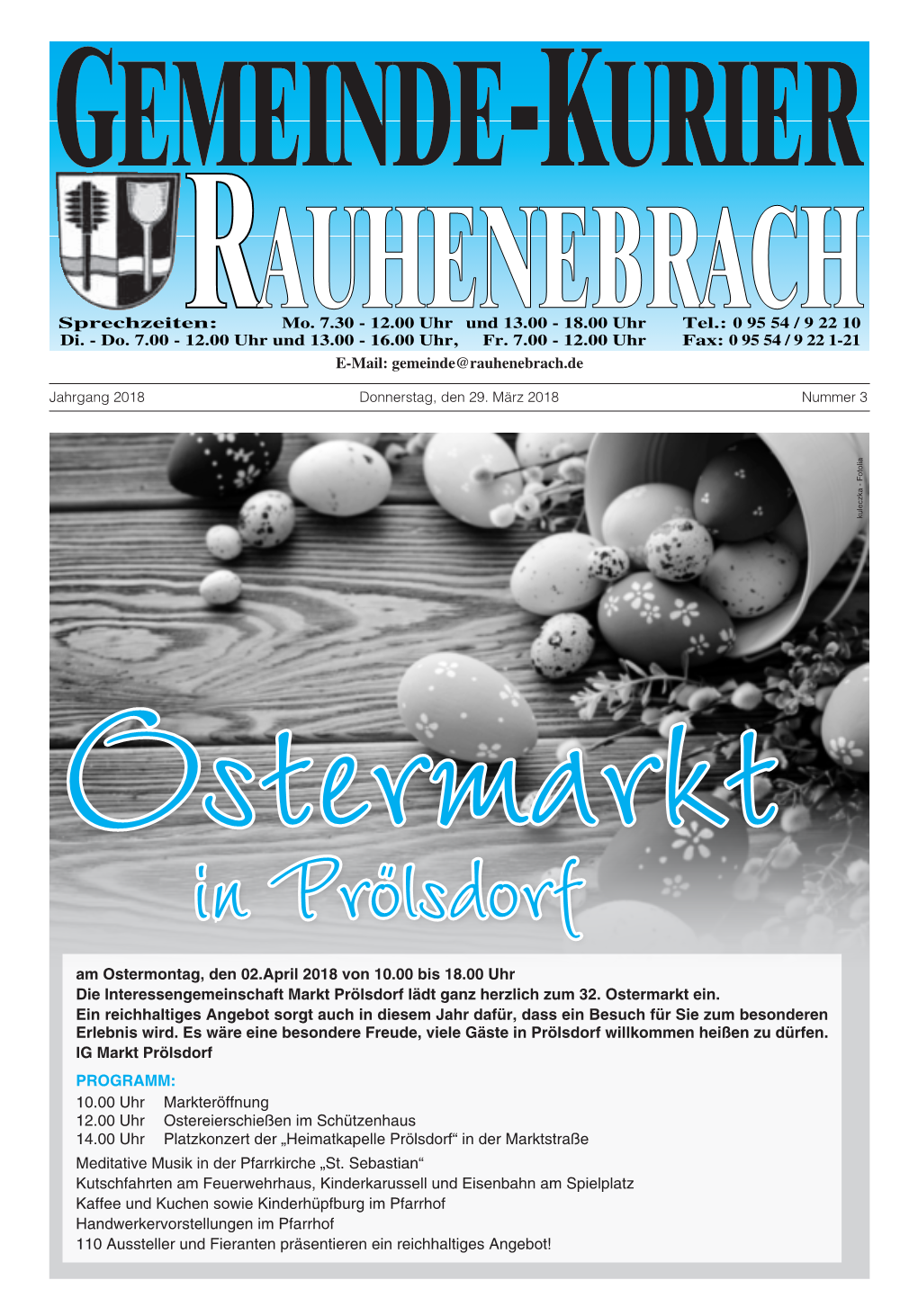 E-Mail: Gemeinde@Rauhenebrach.De Am Ostermontag, Den 02.April 2018