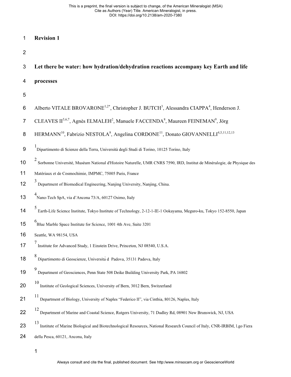 Revision 1 Let There Be Water: How Hydration/Dehydration Reactions