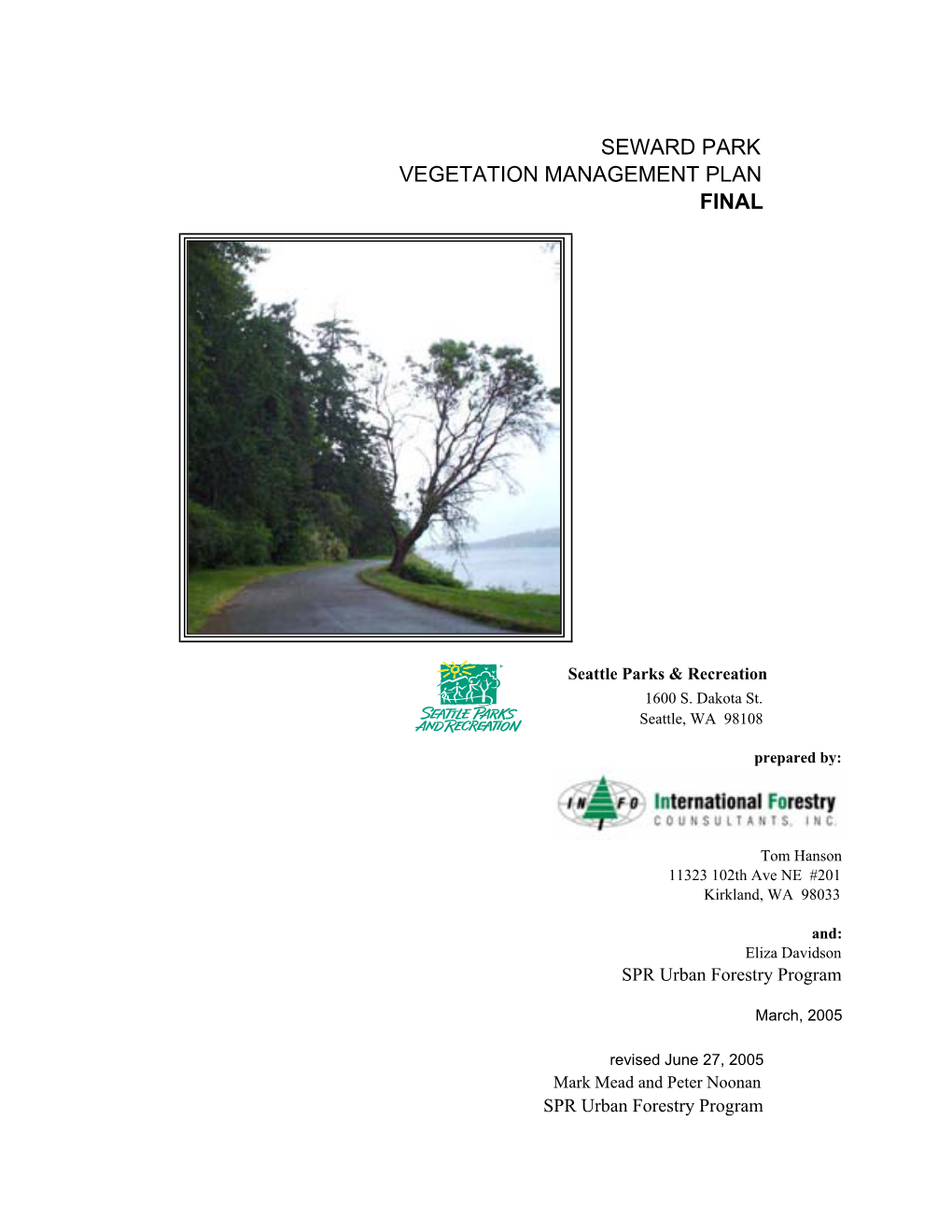 Seward Park Vegetation Management Plan Final