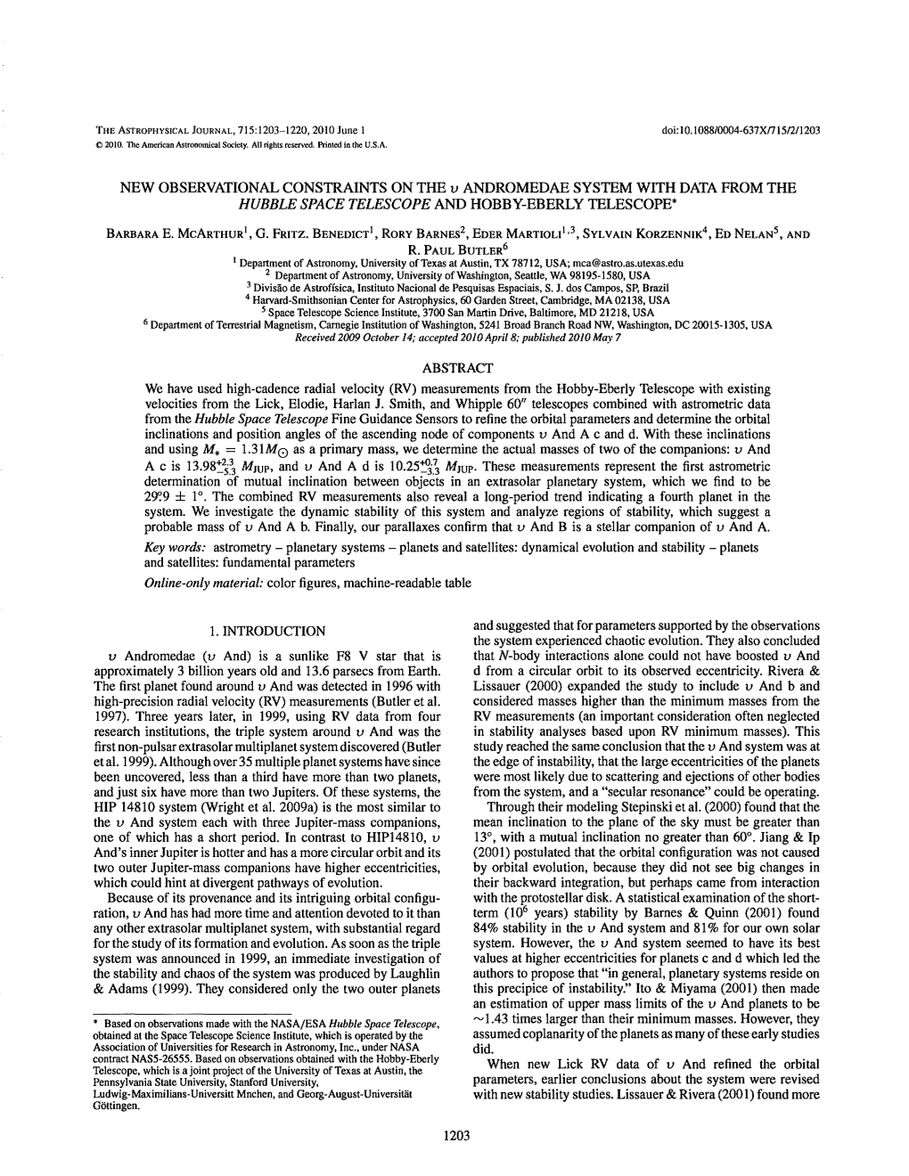 NEW OBSERVATIONAL CONSTRAINTS on the V ANDROMEDAE SYSTEM with DATA from the HUBBLE SPACE TELESCOPE and HOBBY-EBERLY TELESCOPE*