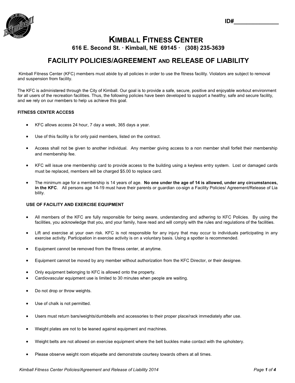 Facility Policies/Agreement and Release of Liability