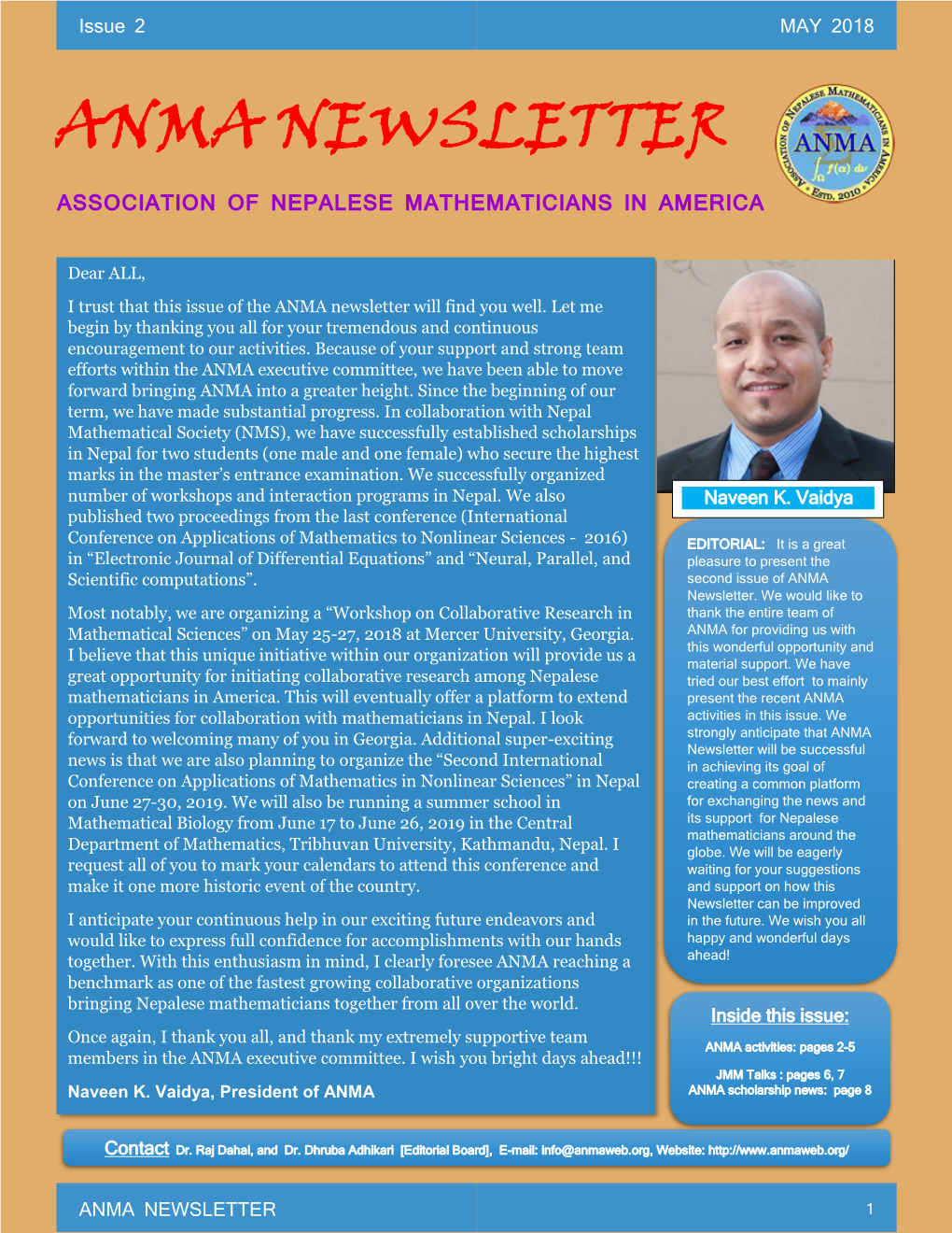 Anma Newsletter Association of Nepalese Mathematicians in America