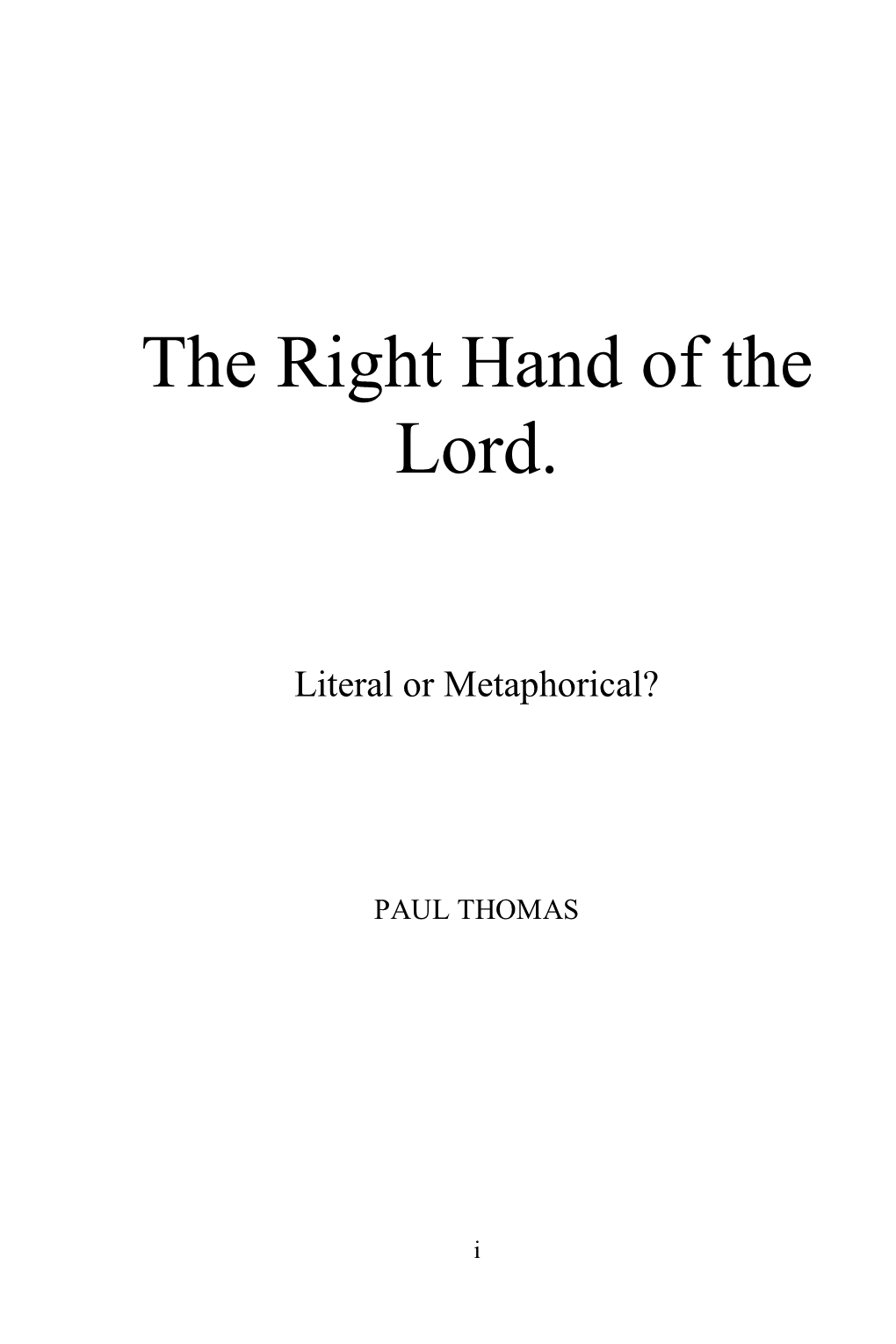 The Right Hand of the Lord