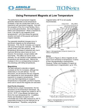 Using Permanent Magnets at Low Temperature