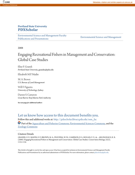 Engaging Recreational Fishers in Management and Conservation: Global Case Studies