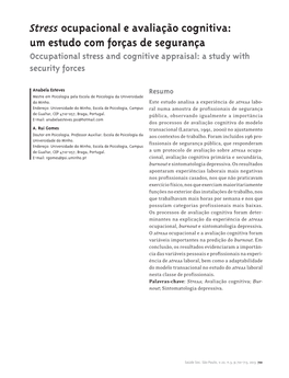 Occupational Stress and Cognitive Appraisal: a Study with Security Forces