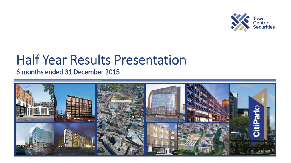 Interim Results Presentation 6 Months Ended 31 December 2015