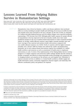 Lessons Learned from Helping Babies Survive in Humanitarian