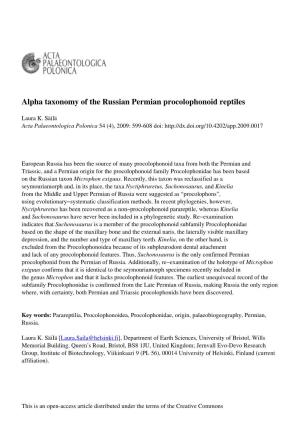 Alpha Taxonomy of the Russian Permian Procolophonoid Reptiles