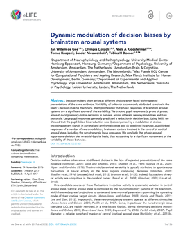 Dynamic Modulation of Decision Biases by Brainstem