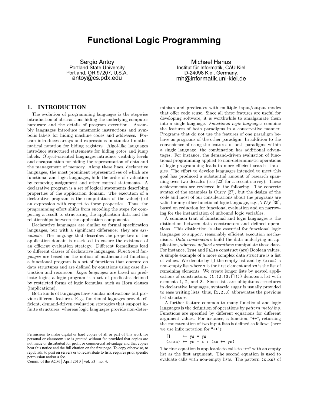 Functional Logic Programming