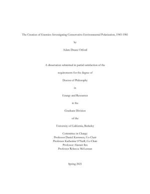 The Creation of Enemies: Investigating Conservative Environmental Polarization, 1945-1981