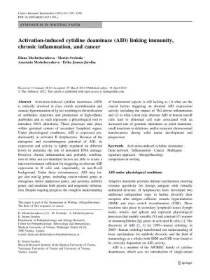 Activation-Induced Cytidine Deaminase (AID) Linking Immunity, Chronic Inﬂammation, and Cancer