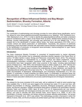 Recognition of Wave-Influenced Deltaic and Bay-Margin Sedimentation, Bluesky Formation, Alberta Scott E