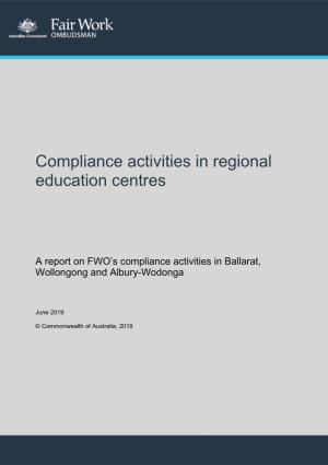 Compliance Activities in Regional Education Centres