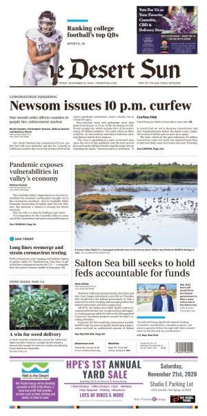 Newsom Issues 10 P.M. Curfew One-Month Order Affects Counties in State’S Pandemic Restrictions, Amid a Drastic Rise in Curfew FAQ COVID-19 Cases