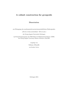 A Colimit Construction for Groupoids
