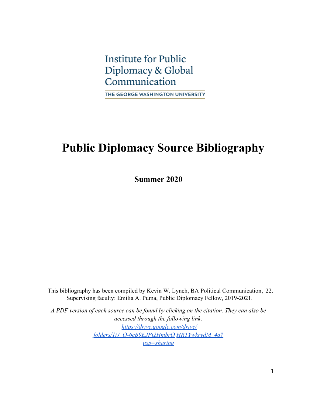 Public Diplomacy Source Bibliography 2020