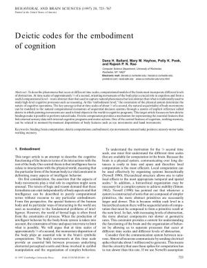 Deictic Codes for the Embodiment of Cognition
