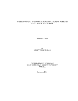 American Cinema and Popular Representations of Women in Early Republican Turkey