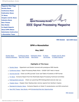 IEEE Signal Processing Magazine - Enewsletter