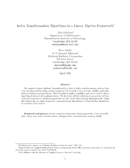 Index Transformation Algorithms in a Linear Algebra Framework