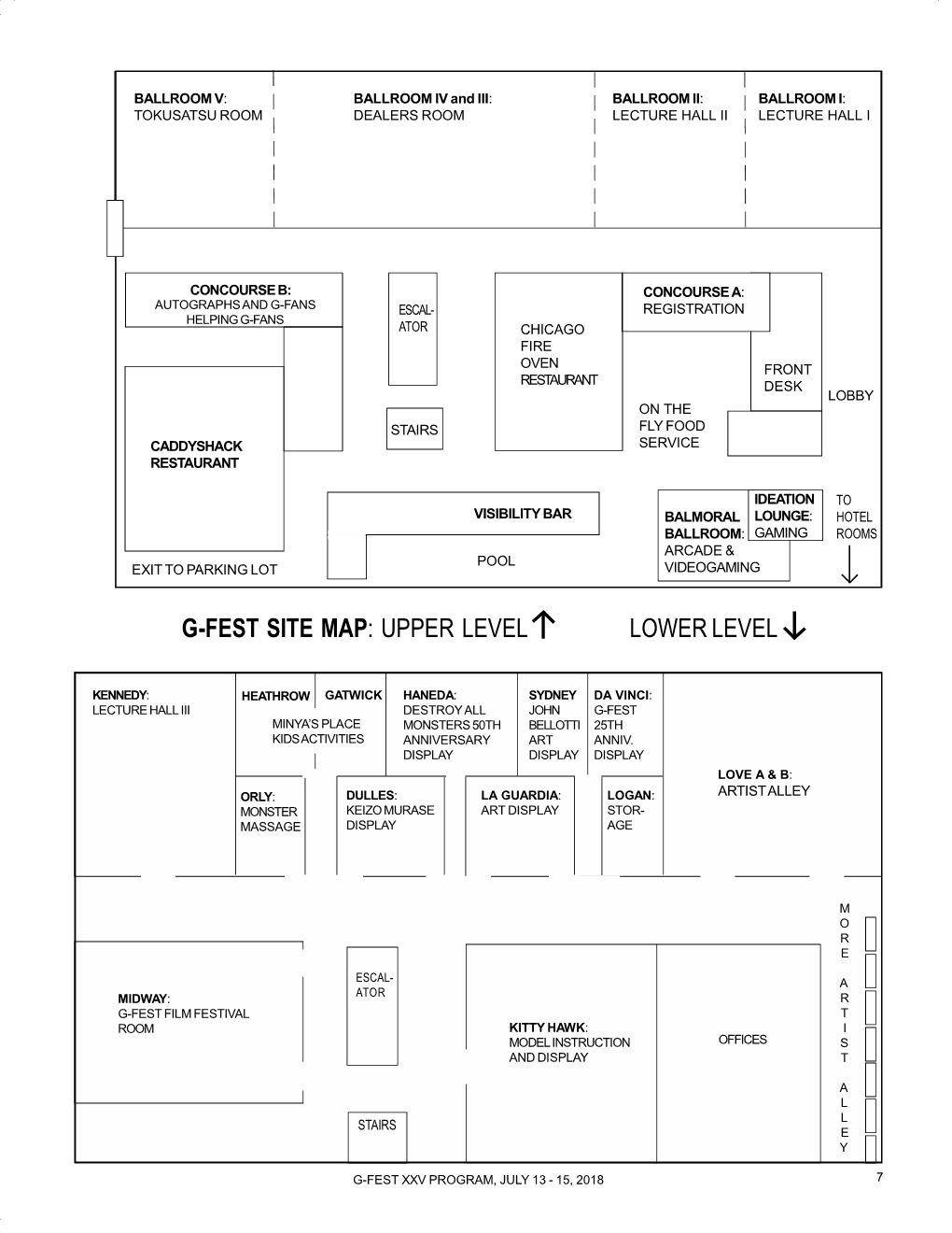 G-Fest Site Map: Upper Level Lower Level