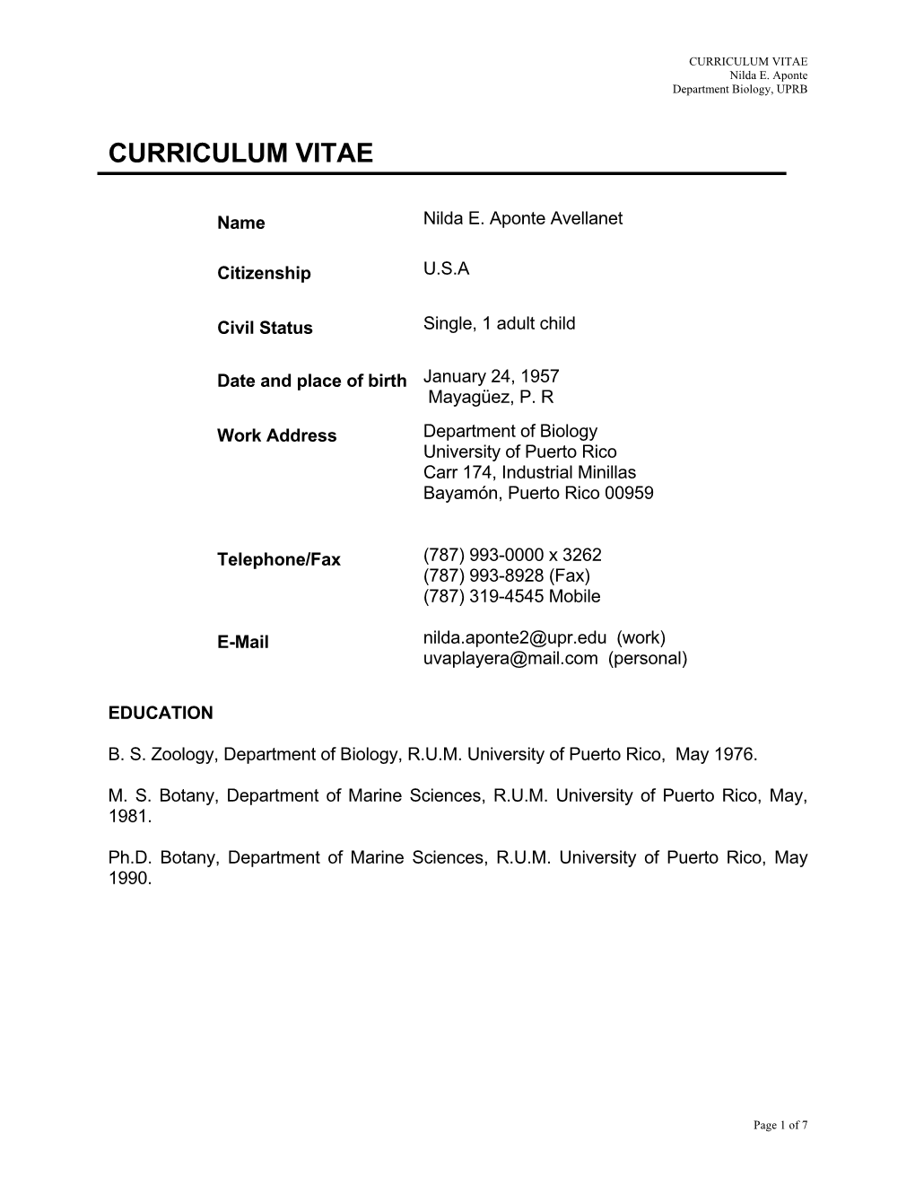 CURRICULUM VITAE Nilda E