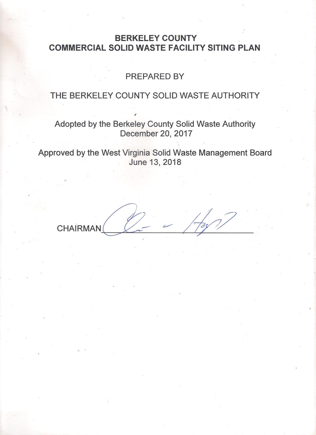 Berkeley County Commercial Solid Waste Facility Siting Plan