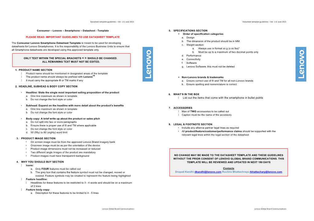 Lenovo P2 Smartphone Datasheet