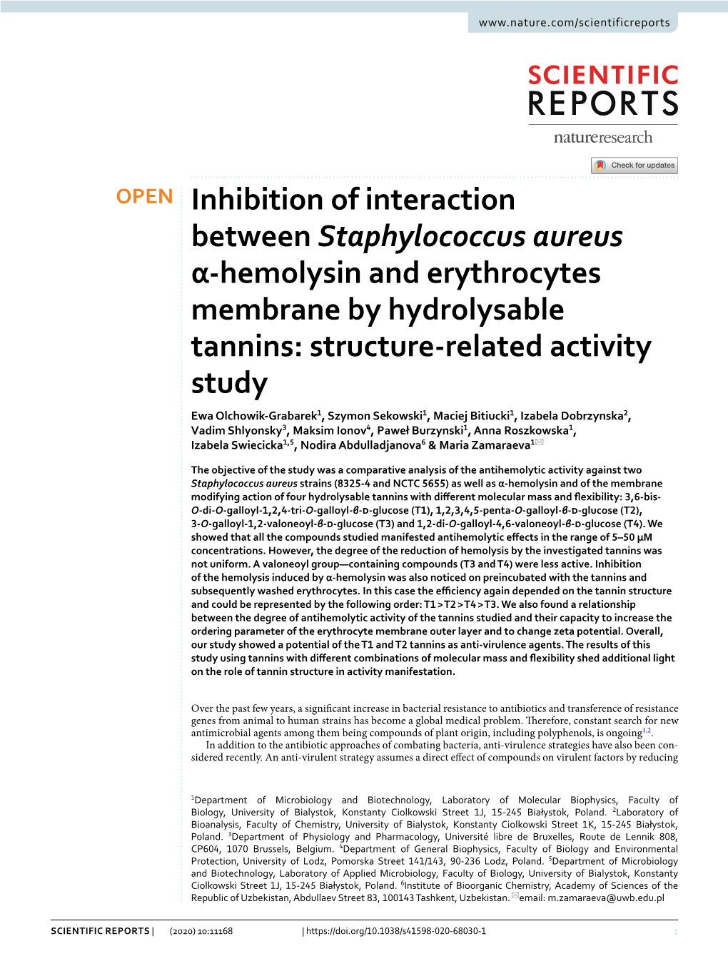 Inhibition of Interaction Between Staphylococcus Aureus Α