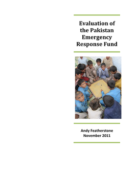 Evaluation of the Pakistan Emergency Response Fund