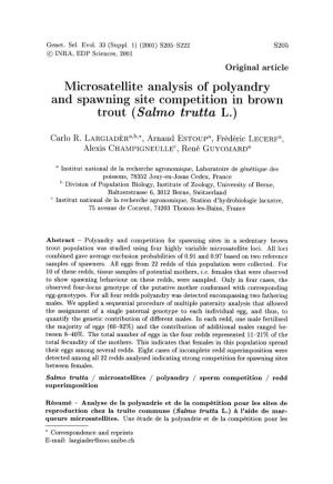 Microsatellite Analysis of Polyandry and Spawning Site Competition in Brown Trout (Salmo Trutta L.)