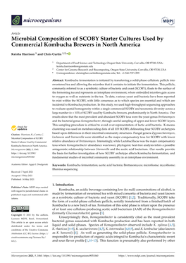 Microbial Composition of SCOBY Starter Cultures Used by Commercial Kombucha Brewers in North America