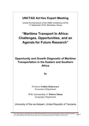 “Maritime Transport in Africa: Challenges, Opportunities, and an Agenda for Future Research”