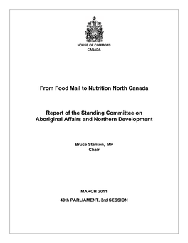 From Food Mail to Nutrition North Canada Report of the Standing