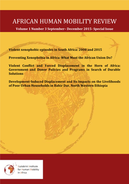 AFRICAN HUMAN MOBILITY REVIEW Volume 1 Number 3 September– December 2015- Special Issue