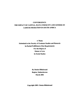 The Impact of Capital, Race, Ethniciw and Gender on Labour Migration in South Africa